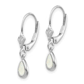 14K White Gold 6x4mm Opal/October Earrings